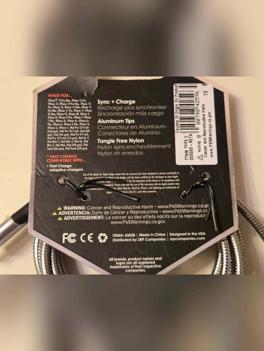 Celltronix Titanium 6ft USB-C to Lightning Cable Heavy Duty MFi Apple Fast Charg